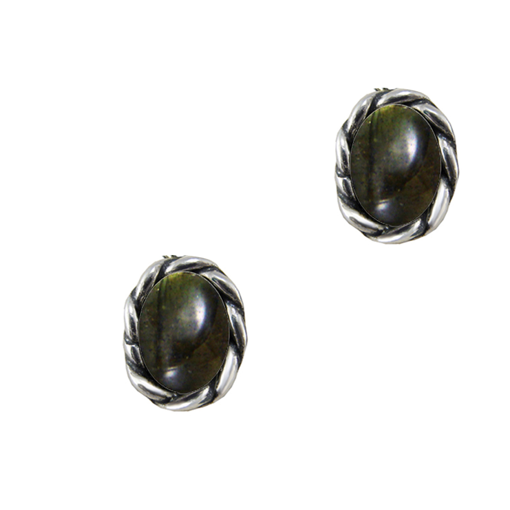 Sterling Silver Little Spectrolite Post Stud Earrings
